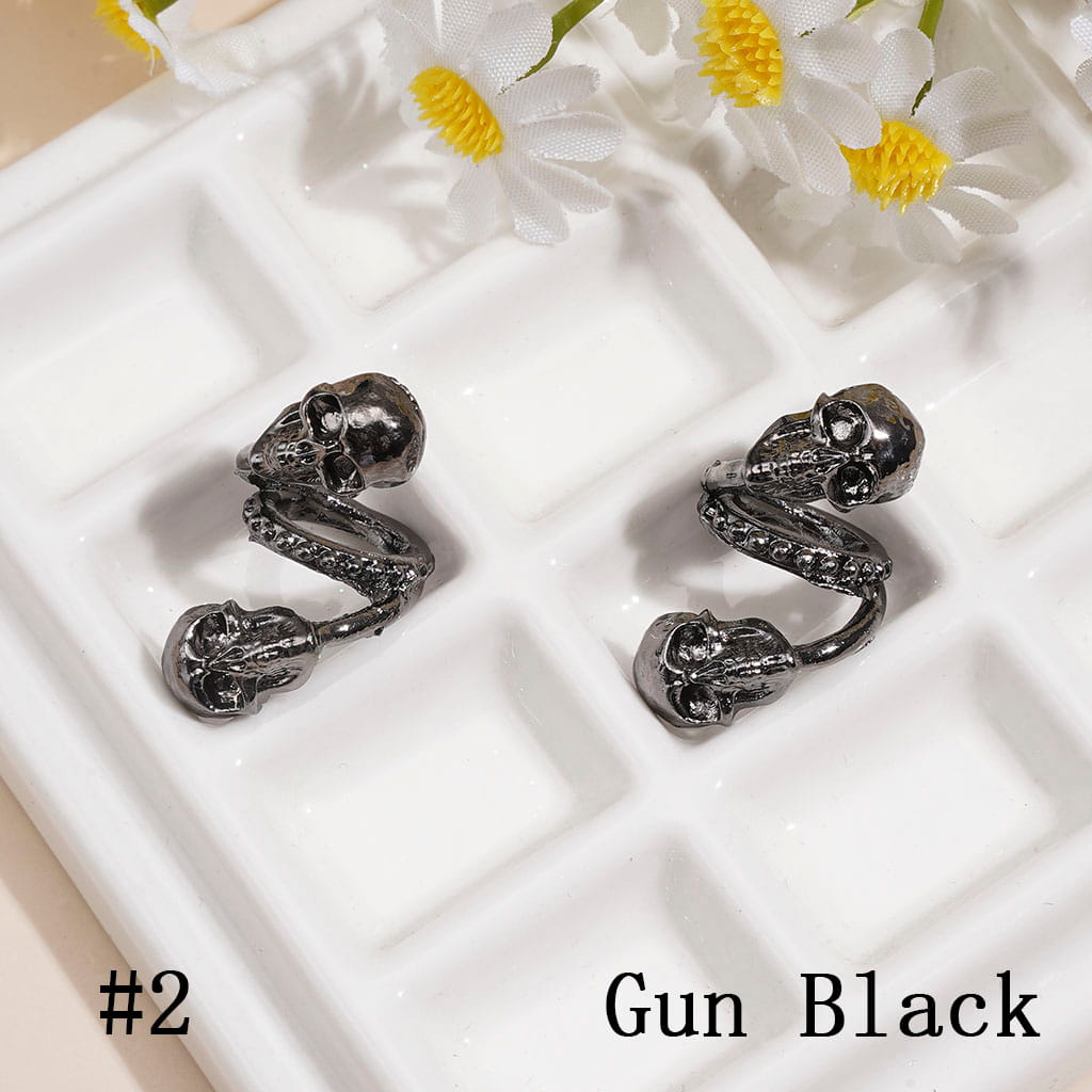Trendy Twisted Spiral Alloy Beads w Skull & Double-Helix Wrap Design, Large Hole, Jewelry Accessories, Multi-Color