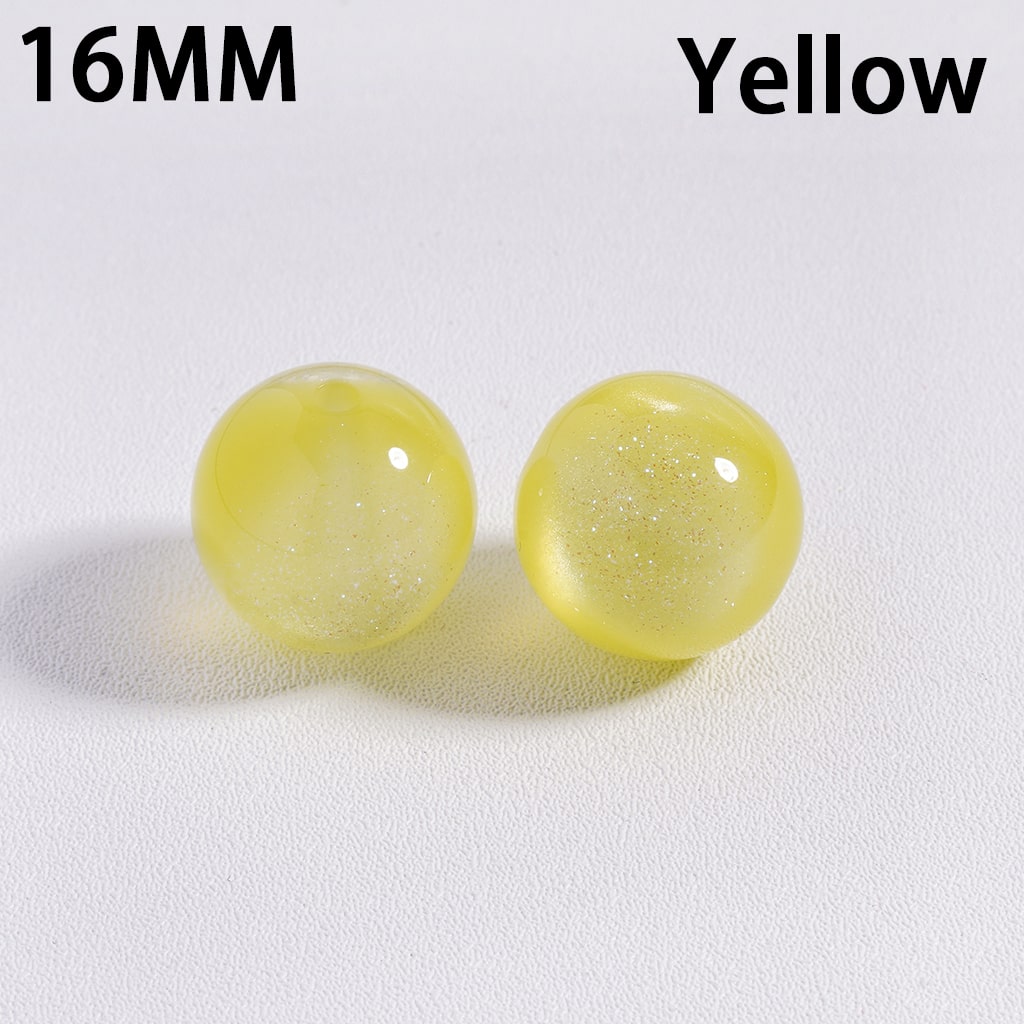 Acrylic Beads for Bracelets Color Changing Cat Eye Style Round, with Glitter, 16MM, Multi-Color