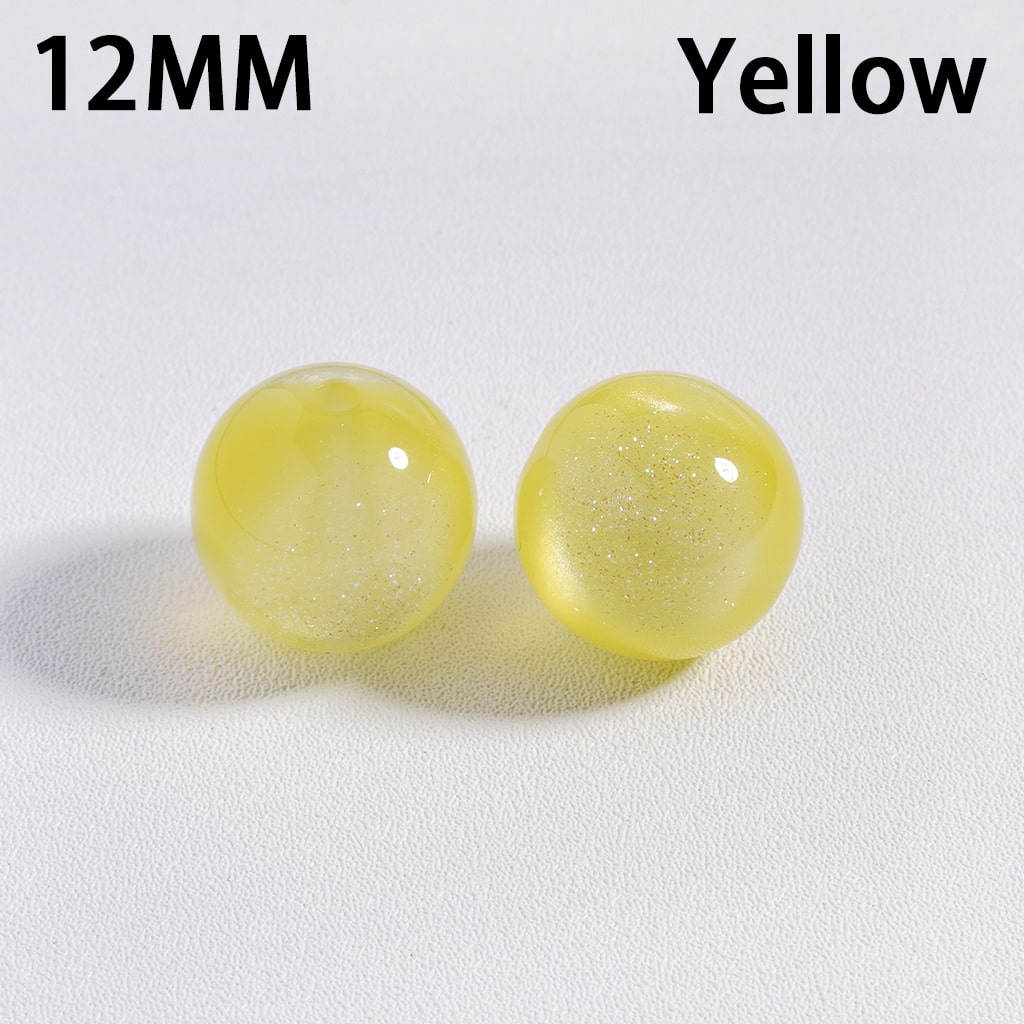 Acrylic Beads for Bracelets Color Changing Cat Eye Style Round, Glitter, 12MM, Multi-Color