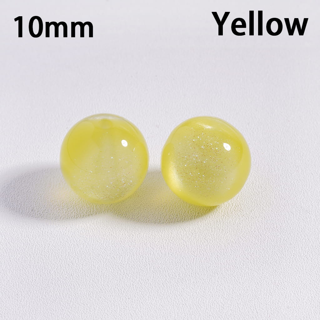 Acrylic Beads for Bracelets Color Changing Cat Eye Style Round with Glitter, 10MM