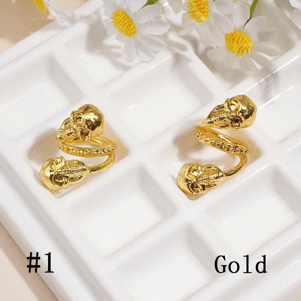 Trendy Twisted Spiral Alloy Beads w Skull & Double-Helix Wrap Design, Large Hole, Jewelry Accessories, Multi-Color