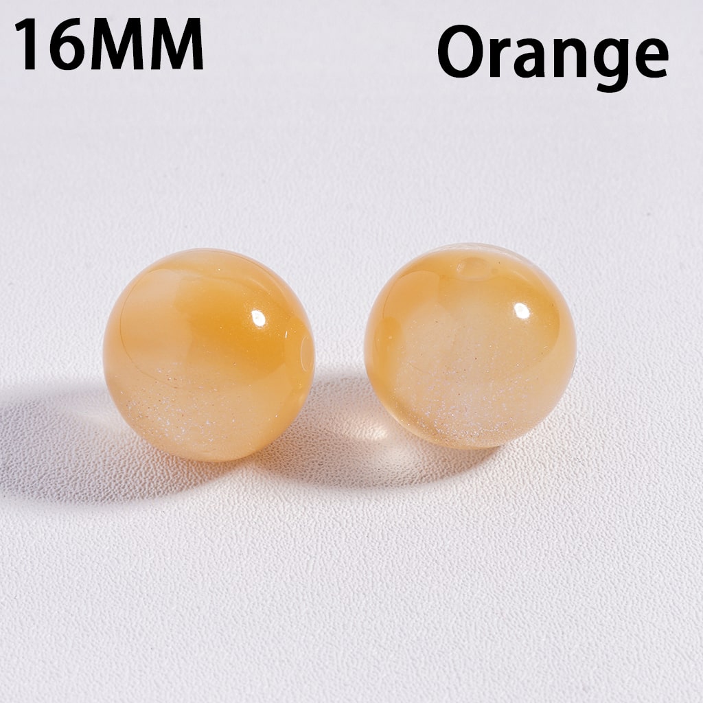 Acrylic Beads for Bracelets Color Changing Cat Eye Style Round, with Glitter, 16MM, Multi-Color