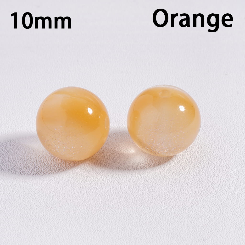 Acrylic Beads for Bracelets Color Changing Cat Eye Style Round with Glitter, 10MM
