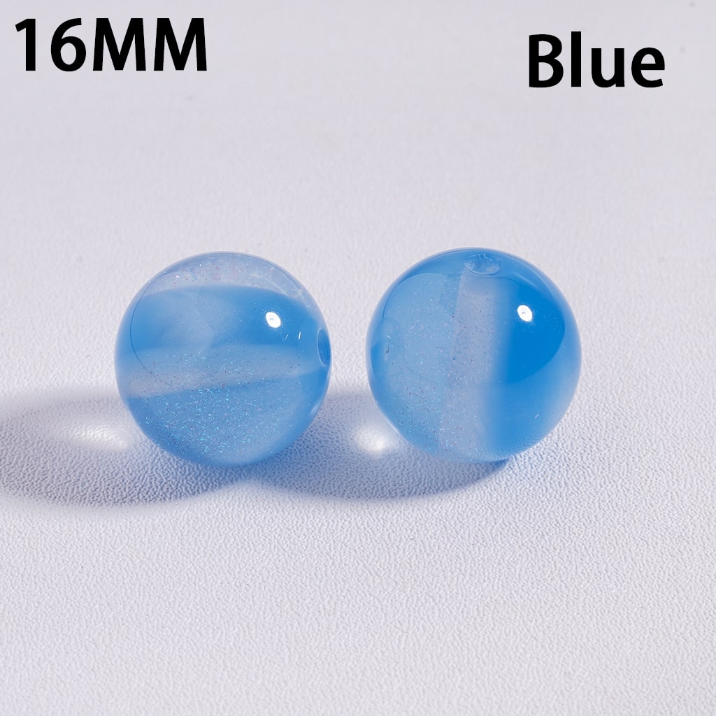 Acrylic Beads for Bracelets Color Changing Cat Eye Style Round, with Glitter, 16MM, Multi-Color