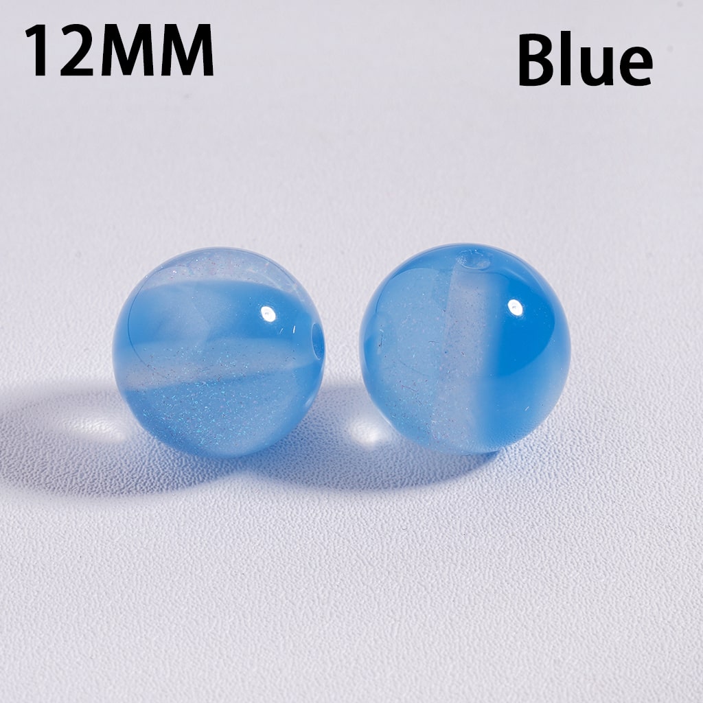 Acrylic Beads for Bracelets Color Changing Cat Eye Style Round, Glitter, 12MM, Multi-Color