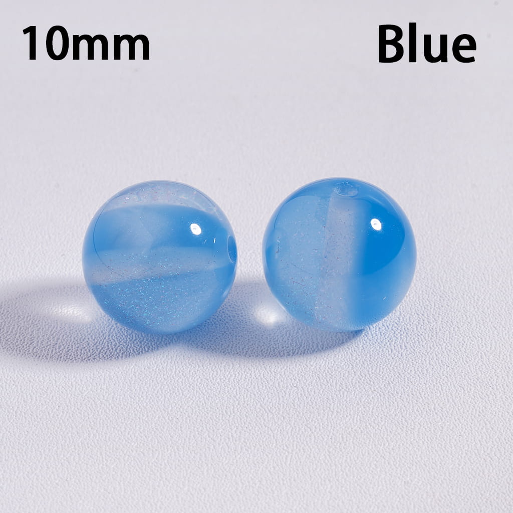 Acrylic Beads for Bracelets Color Changing Cat Eye Style Round with Glitter, 10MM