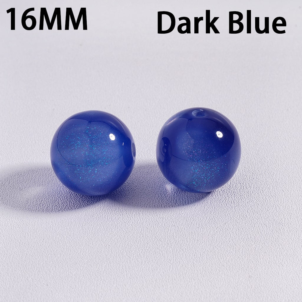 Acrylic Beads for Bracelets Color Changing Cat Eye Style Round, with Glitter, 16MM, Multi-Color