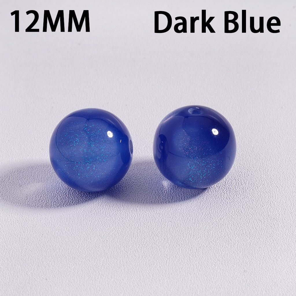 Acrylic Beads for Bracelets Color Changing Cat Eye Style Round, Glitter, 12MM, Multi-Color