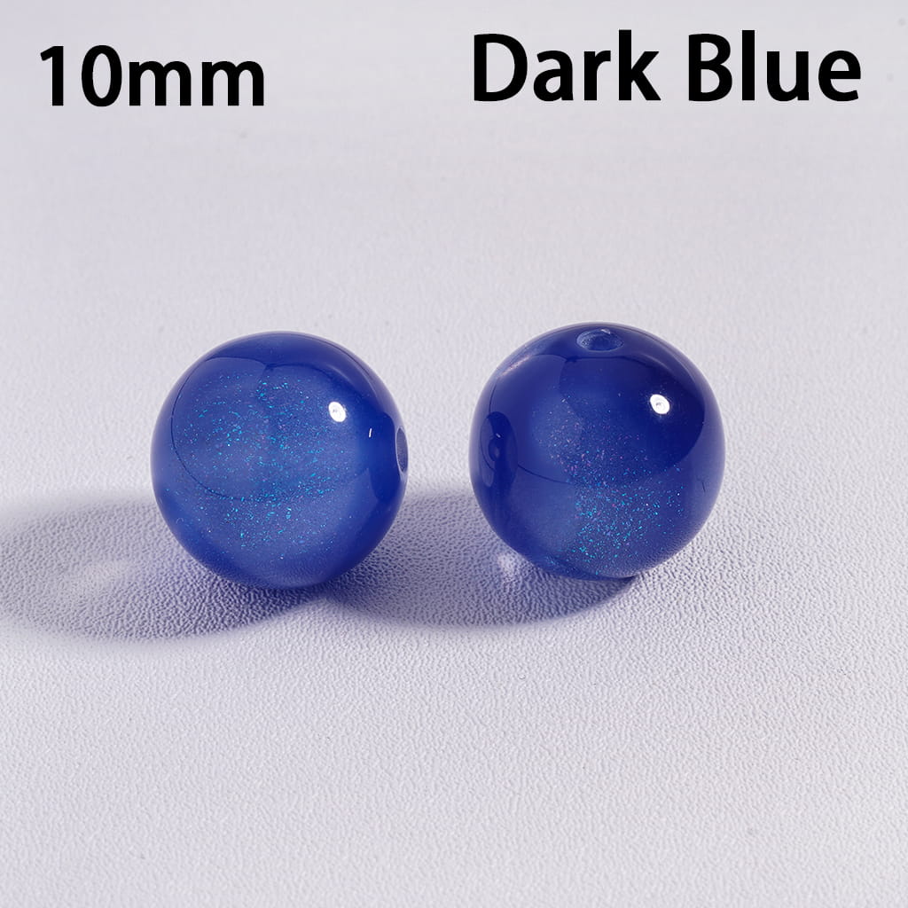 Acrylic Beads for Bracelets Color Changing Cat Eye Style Round with Glitter, 10MM