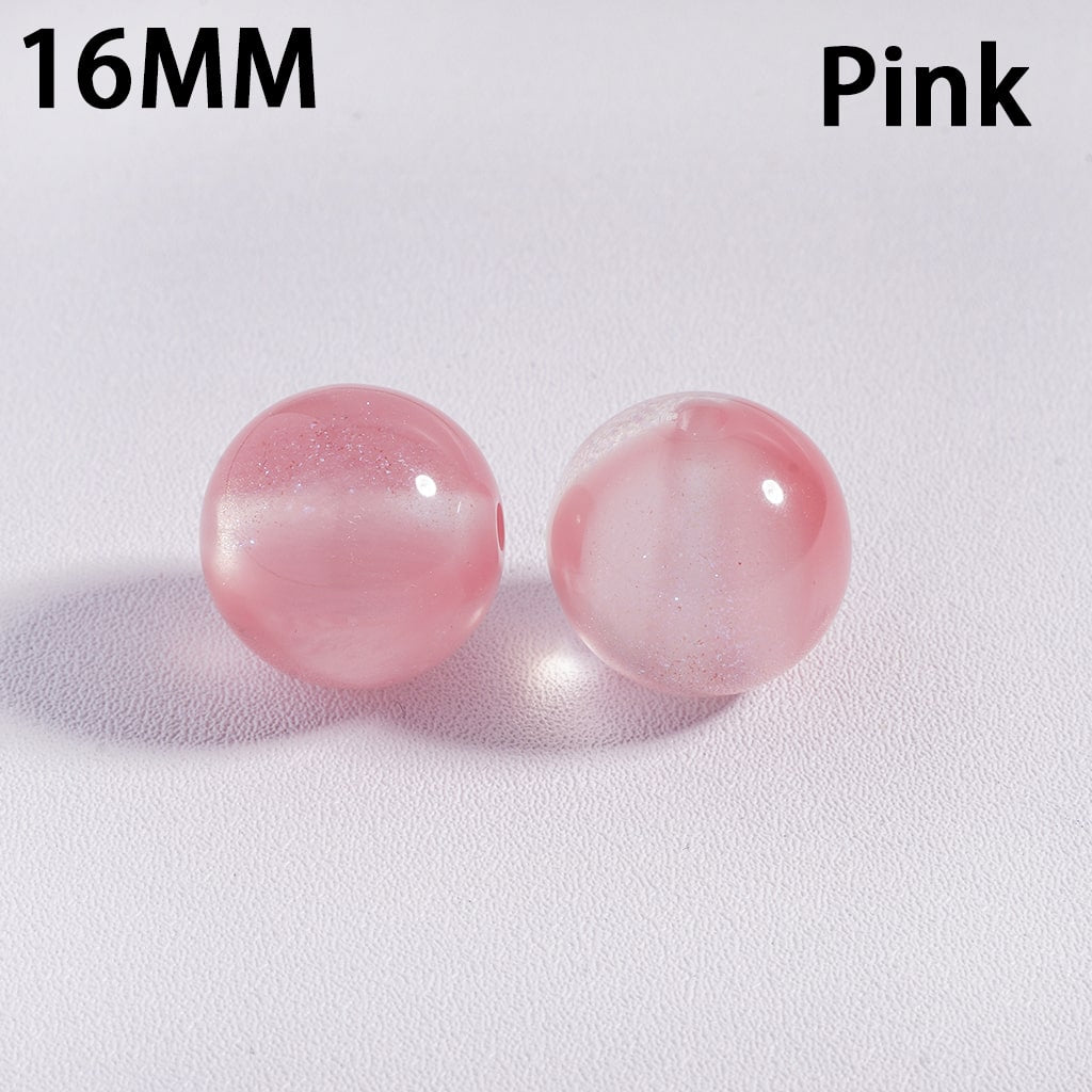 Acrylic Beads for Bracelets Color Changing Cat Eye Style Round, with Glitter, 16MM, Multi-Color