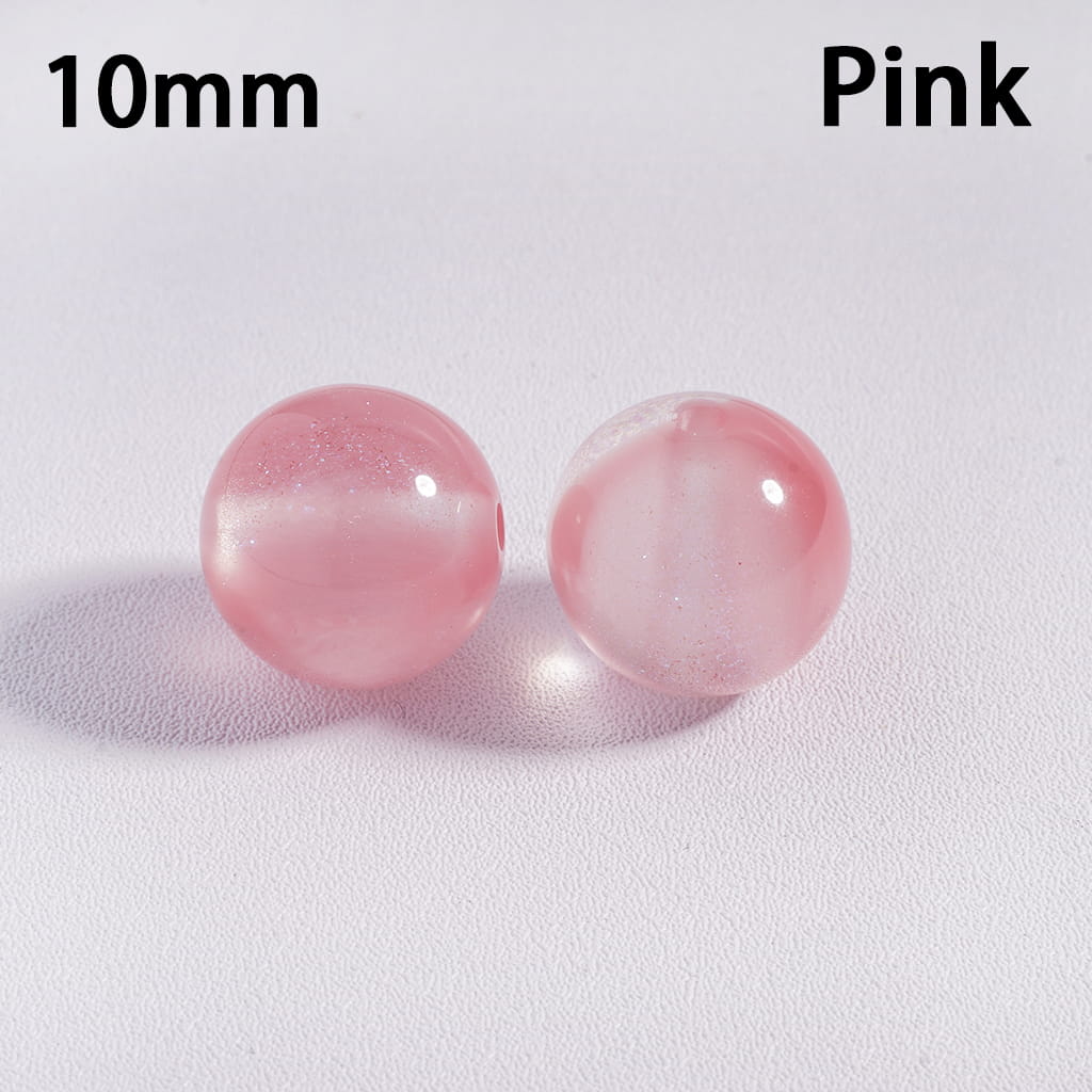 Acrylic Beads for Bracelets Color Changing Cat Eye Style Round with Glitter, 10MM