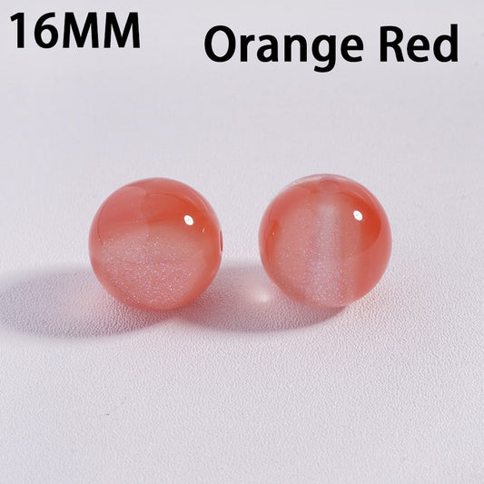Two orange-red beads on a white background with '16MM' and 'Orange Red' text.