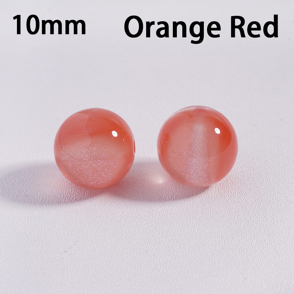 Acrylic Beads for Bracelets Color Changing Cat Eye Style Round with Glitter, 10MM