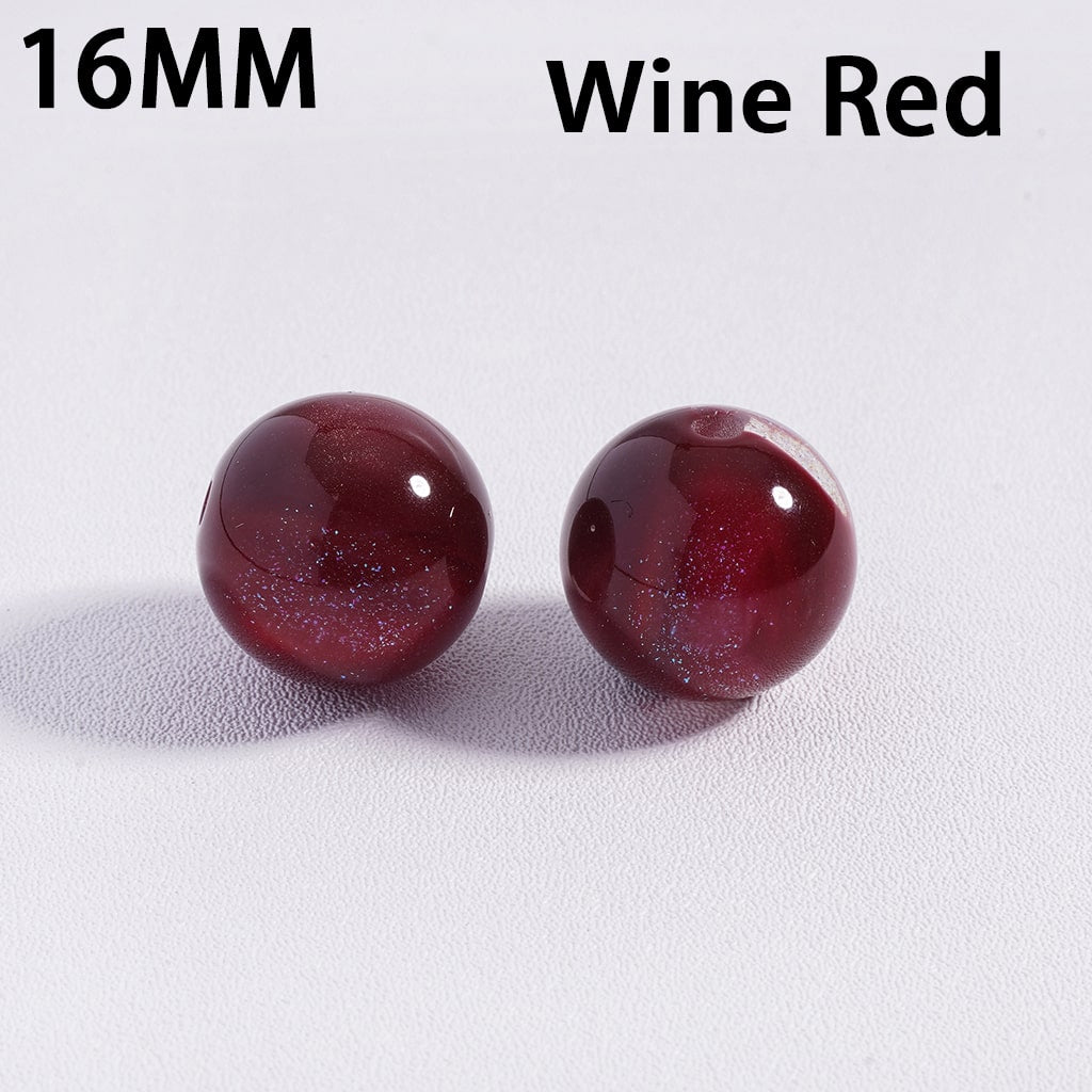 Acrylic Beads for Bracelets Color Changing Cat Eye Style Round, with Glitter, 16MM, Multi-Color