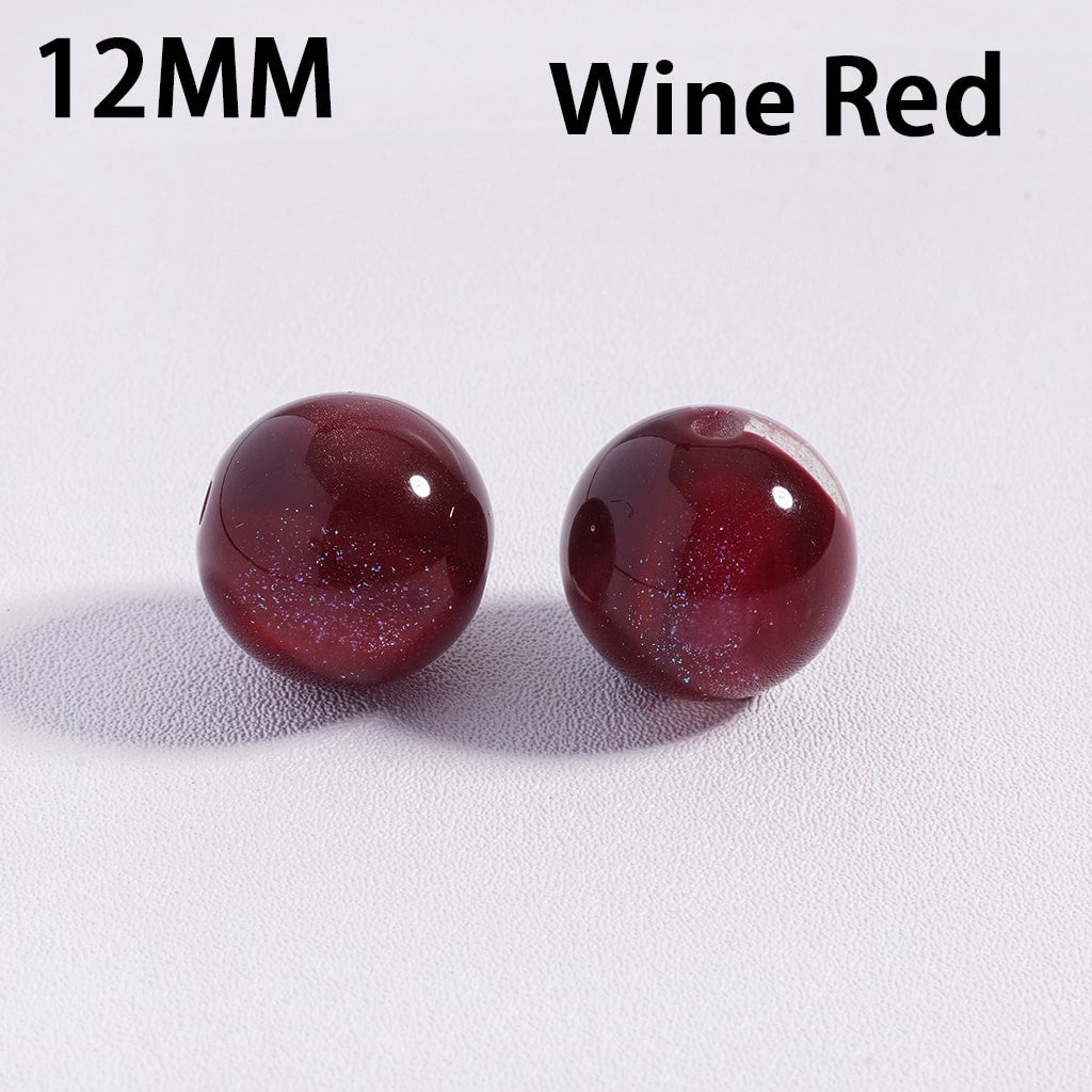 Acrylic Beads for Bracelets Color Changing Cat Eye Style Round, Glitter, 12MM, Multi-Color