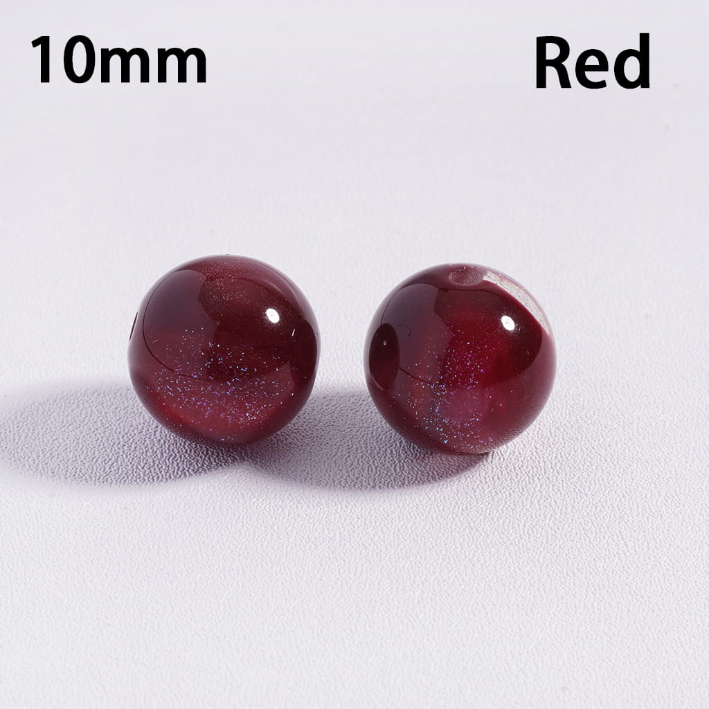 Acrylic Beads for Bracelets Color Changing Cat Eye Style Round with Glitter, 10MM