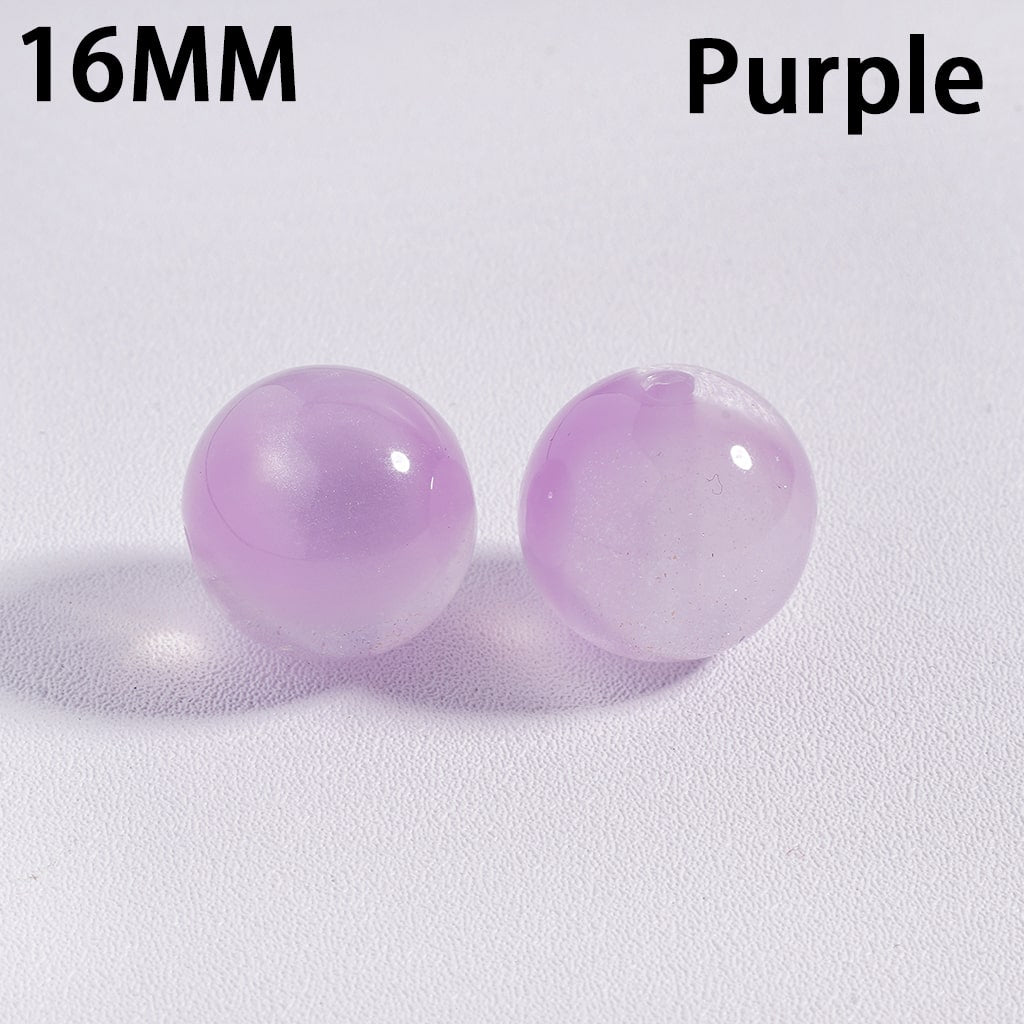 Acrylic Beads for Bracelets Color Changing Cat Eye Style Round, with Glitter, 16MM, Multi-Color