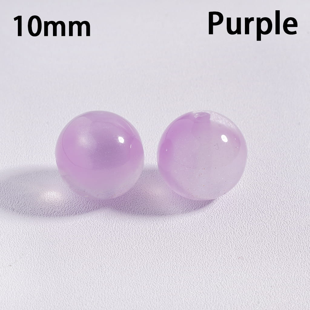 Acrylic Beads for Bracelets Color Changing Cat Eye Style Round with Glitter, 10MM