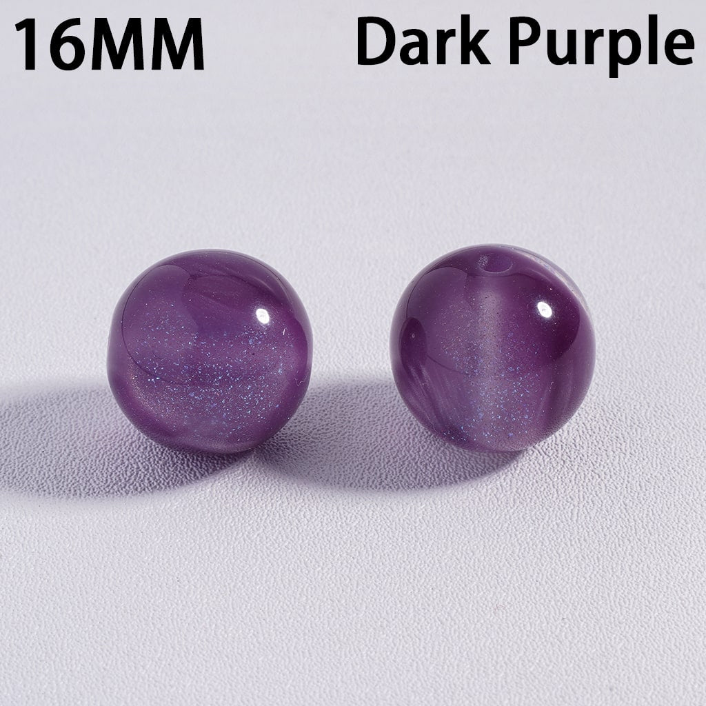 Acrylic Beads for Bracelets Color Changing Cat Eye Style Round, with Glitter, 16MM, Multi-Color