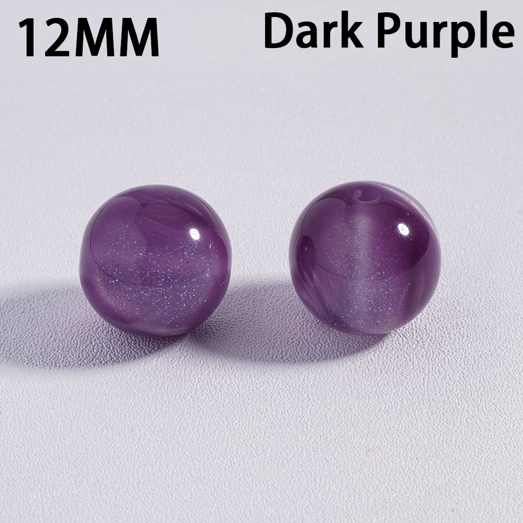 Acrylic Beads for Bracelets Color Changing Cat Eye Style Round, Glitter, 12MM, Multi-Color