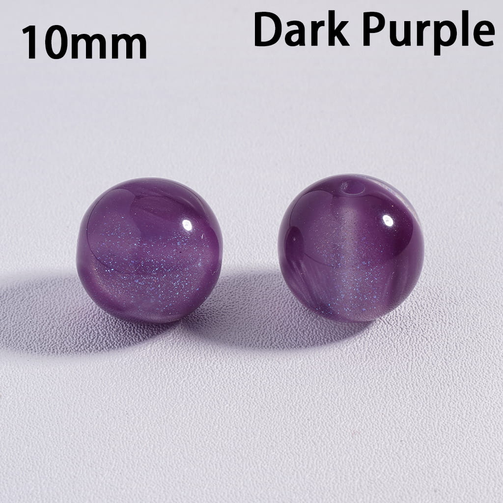 Acrylic Beads for Bracelets Color Changing Cat Eye Style Round with Glitter, 10MM