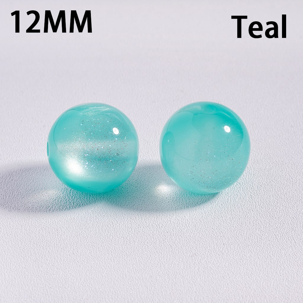 Acrylic Beads for Bracelets Color Changing Cat Eye Style Round, Glitter, 12MM, Multi-Color