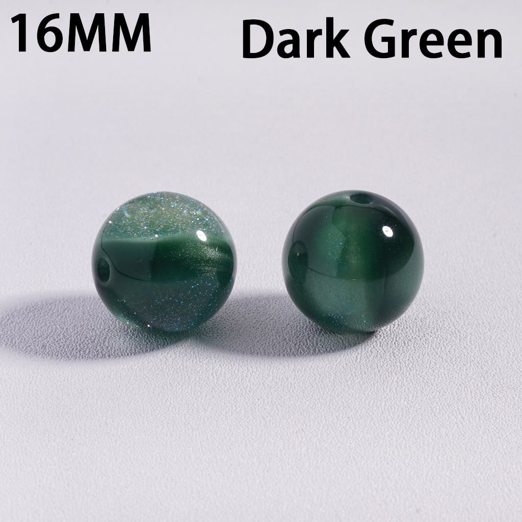 Acrylic Beads for Bracelets Color Changing Cat Eye Style Round, with Glitter, 16MM, Multi-Color