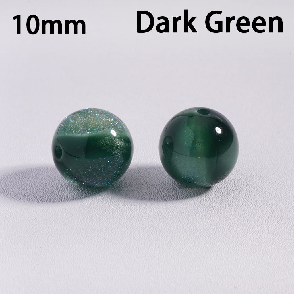 Acrylic Beads for Bracelets Color Changing Cat Eye Style Round with Glitter, 10MM