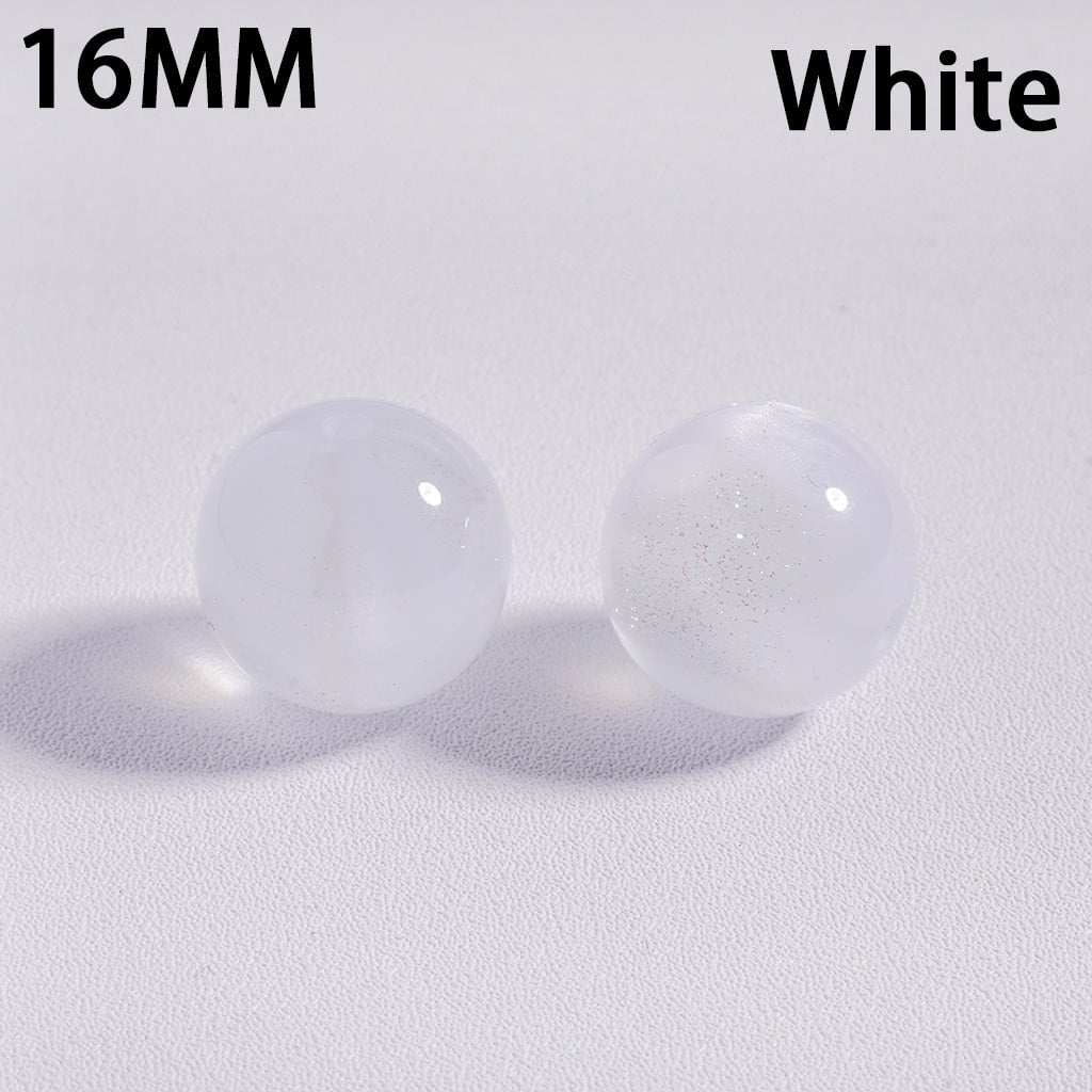 Acrylic Beads for Bracelets Color Changing Cat Eye Style Round, with Glitter, 16MM, Multi-Color