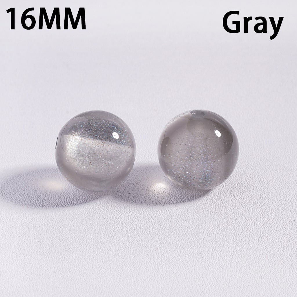 Acrylic Beads for Bracelets Color Changing Cat Eye Style Round, with Glitter, 16MM, Multi-Color