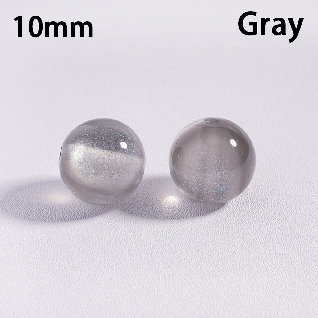 Acrylic Beads for Bracelets Color Changing Cat Eye Style Round with Glitter, 10MM