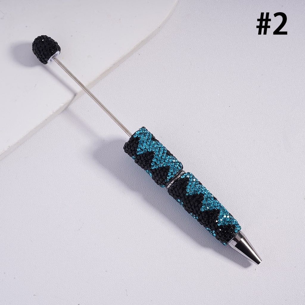 Beadable Clay Pens with Double Color Shiny Wavy Stripes Rhinestones, Multi-Color