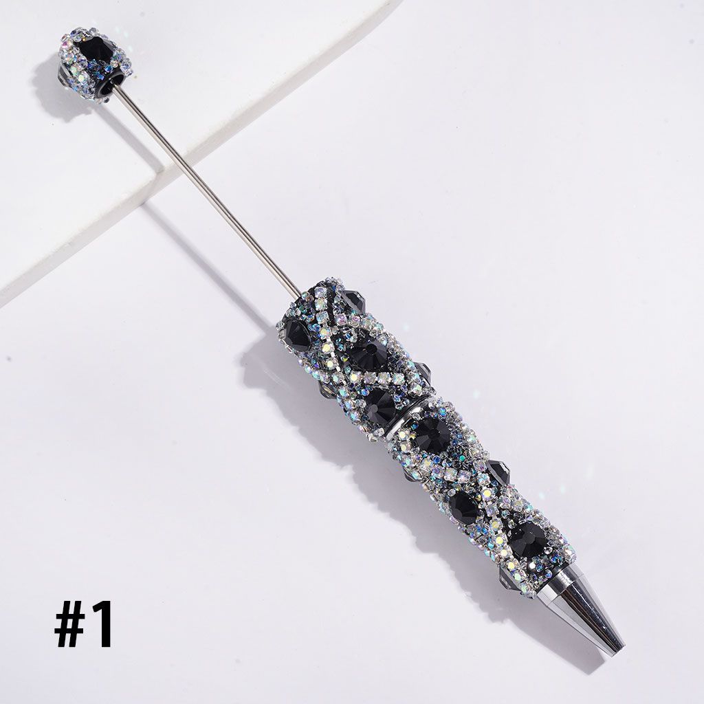 Handmade Beadable Sugar Pens with Multicolor Flat Back Rhinestones, "X" Shaped AB Rhinestone Chains & Clear Cone Shaped Rhinestones Covered the Entire Pens