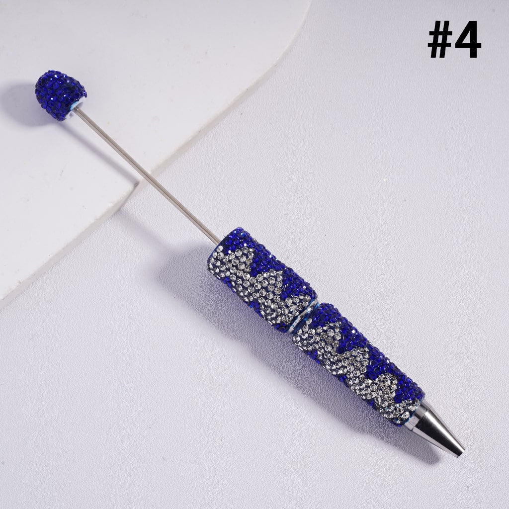 Beadable Clay Pens with Double Color Shiny Wavy Stripes Rhinestones, Multi-Color