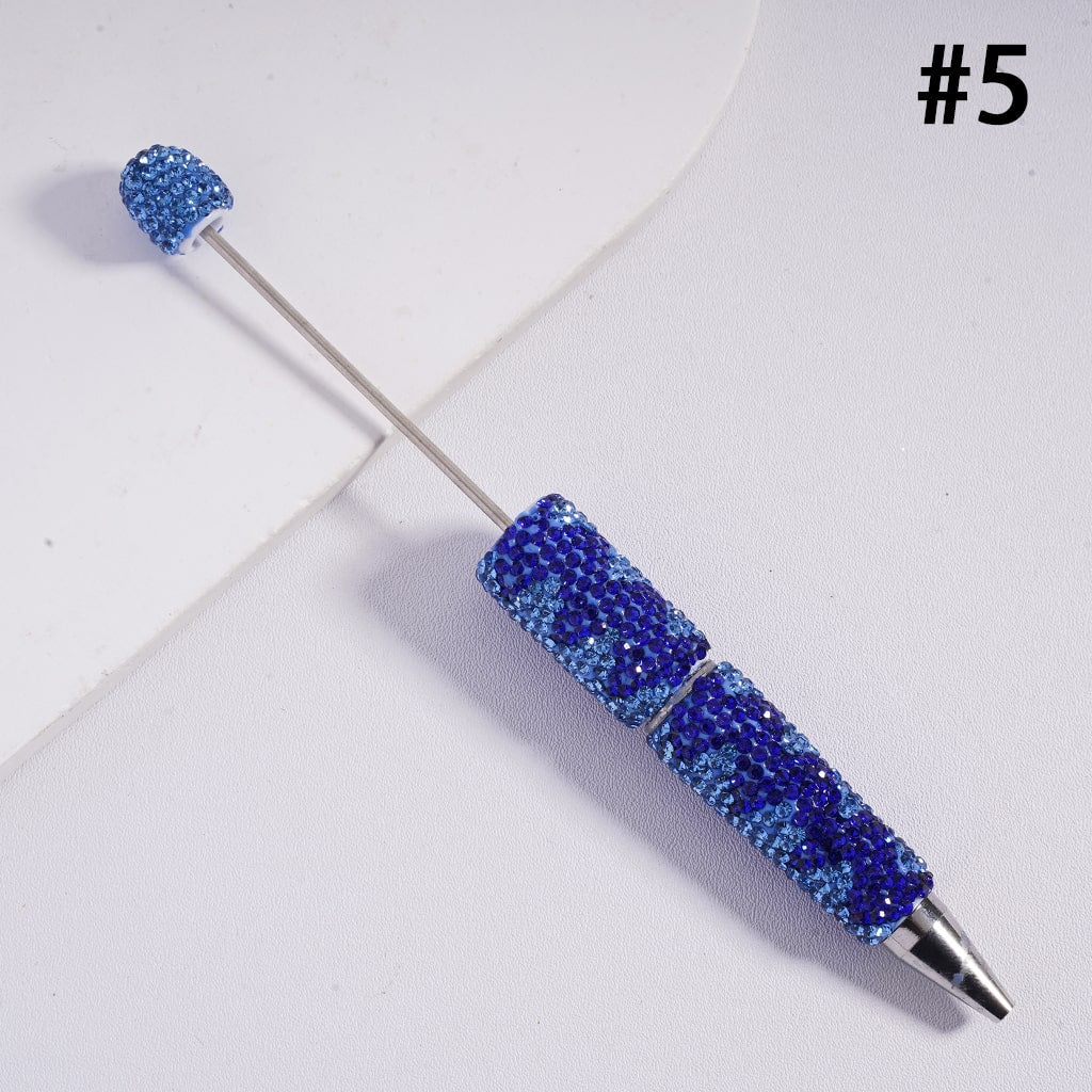 Beadable Clay Pens with Double Color Shiny Wavy Stripes Rhinestones, Multi-Color