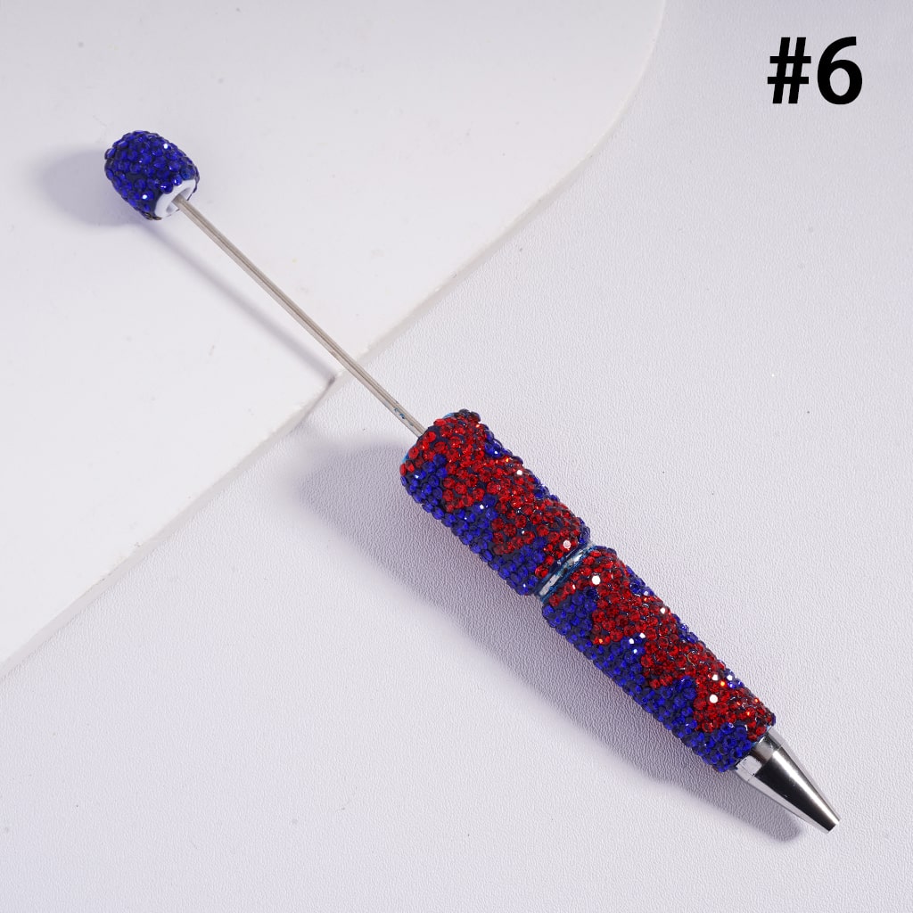 Beadable Clay Pens with Double Color Shiny Wavy Stripes Rhinestones, Multi-Color