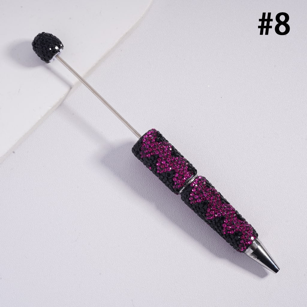 Beadable Clay Pens with Double Color Shiny Wavy Stripes Rhinestones, Multi-Color