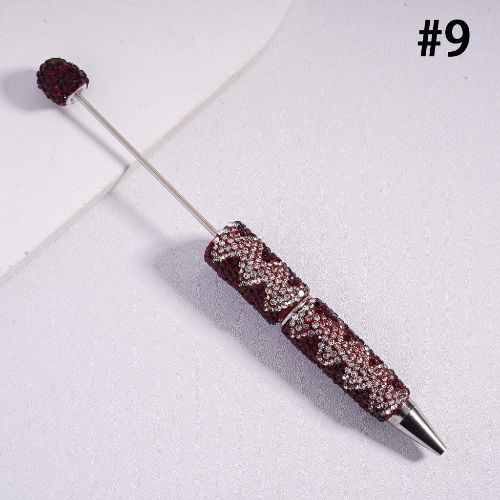 Beadable Clay Pens with Double Color Shiny Wavy Stripes Rhinestones, Multi-Color