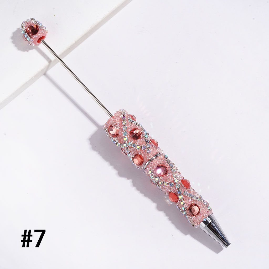 Handmade Beadable Sugar Pens with Multicolor Flat Back Rhinestones, "X" Shaped AB Rhinestone Chains & Clear Cone Shaped Rhinestones Covered the Entire Pens