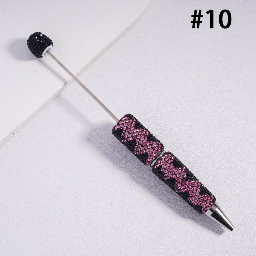 Beadable Clay Pens with Double Color Shiny Wavy Stripes Rhinestones, Multi-Color