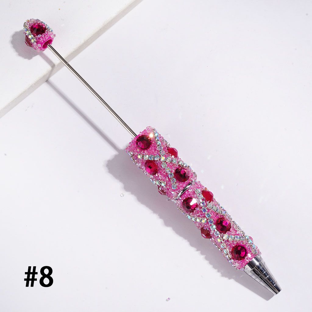Handmade Beadable Sugar Pens with Multicolor Flat Back Rhinestones, "X" Shaped AB Rhinestone Chains & Clear Cone Shaped Rhinestones Covered the Entire Pens