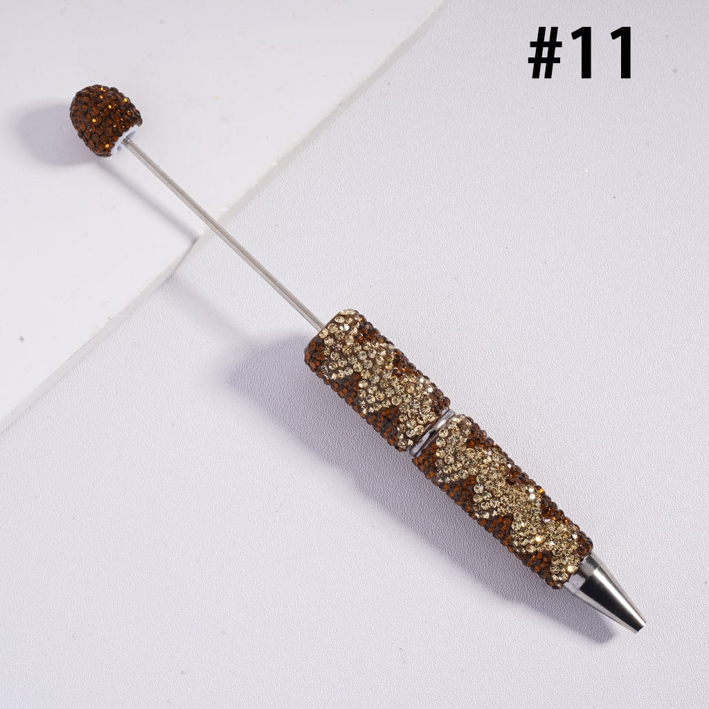 Beadable Clay Pens with Double Color Shiny Wavy Stripes Rhinestones, Multi-Color