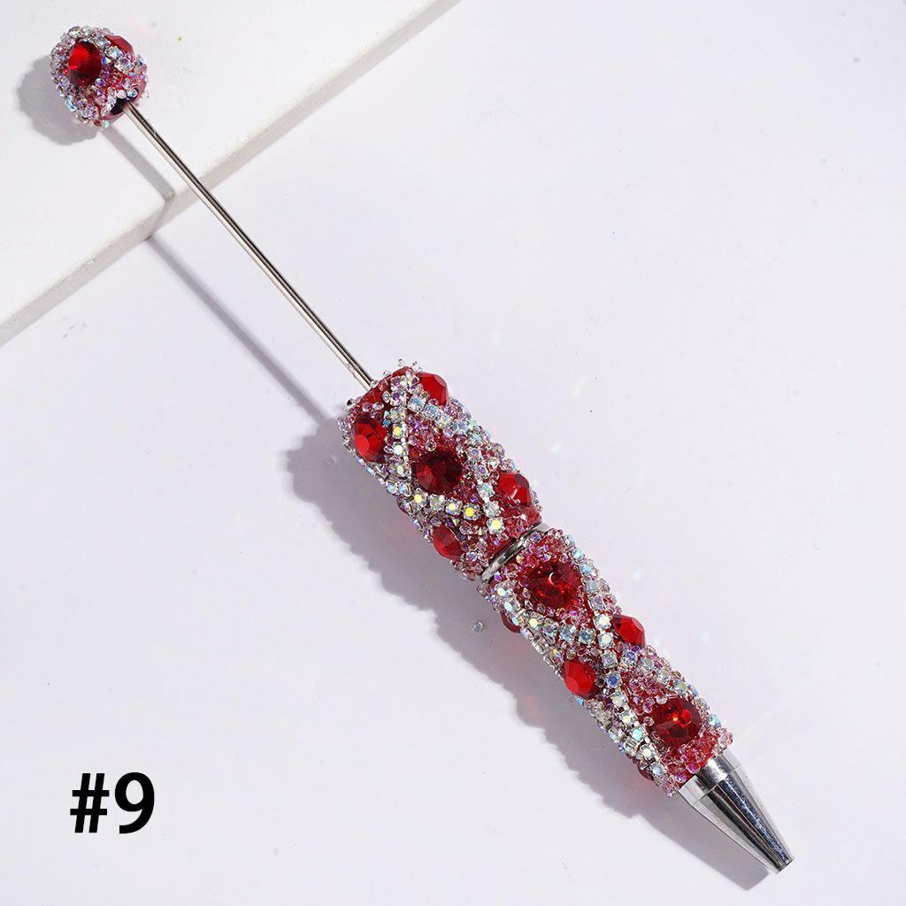 Handmade Beadable Sugar Pens with Multicolor Flat Back Rhinestones, "X" Shaped AB Rhinestone Chains & Clear Cone Shaped Rhinestones Covered the Entire Pens