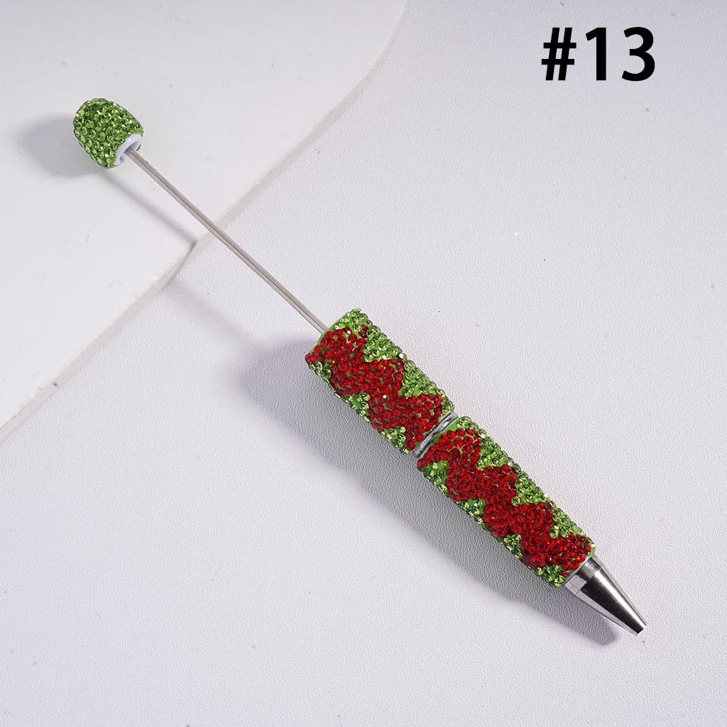 Beadable Clay Pens with Double Color Shiny Wavy Stripes Rhinestones, Multi-Color