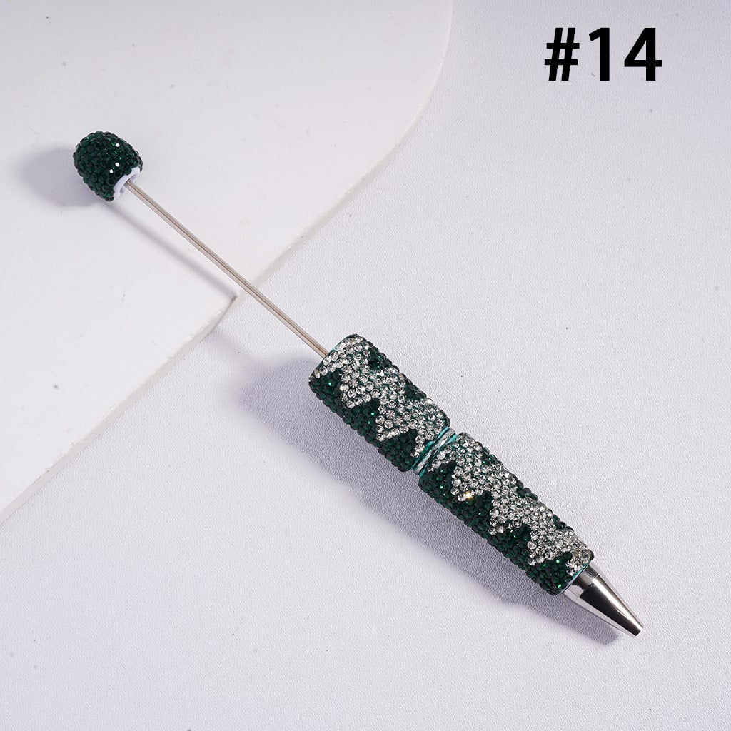 Beadable Clay Pens with Double Color Shiny Wavy Stripes Rhinestones, Multi-Color