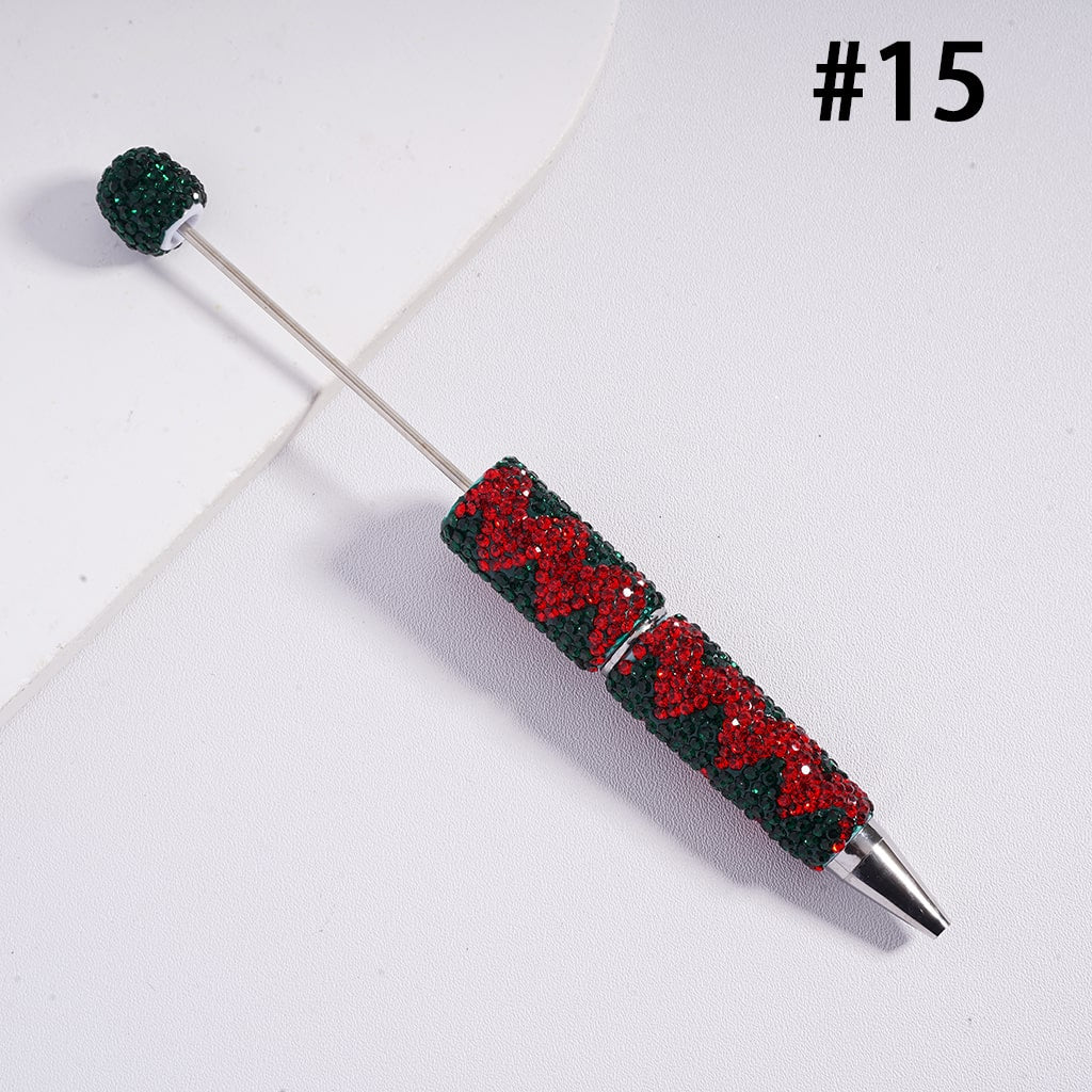 Beadable Clay Pens with Double Color Shiny Wavy Stripes Rhinestones, Multi-Color