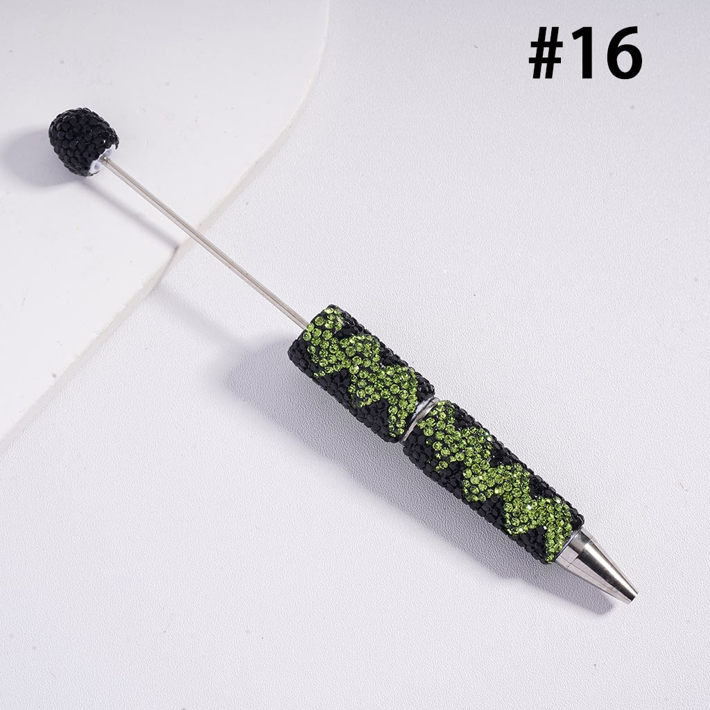 Beadable Clay Pens with Double Color Shiny Wavy Stripes Rhinestones, Multi-Color