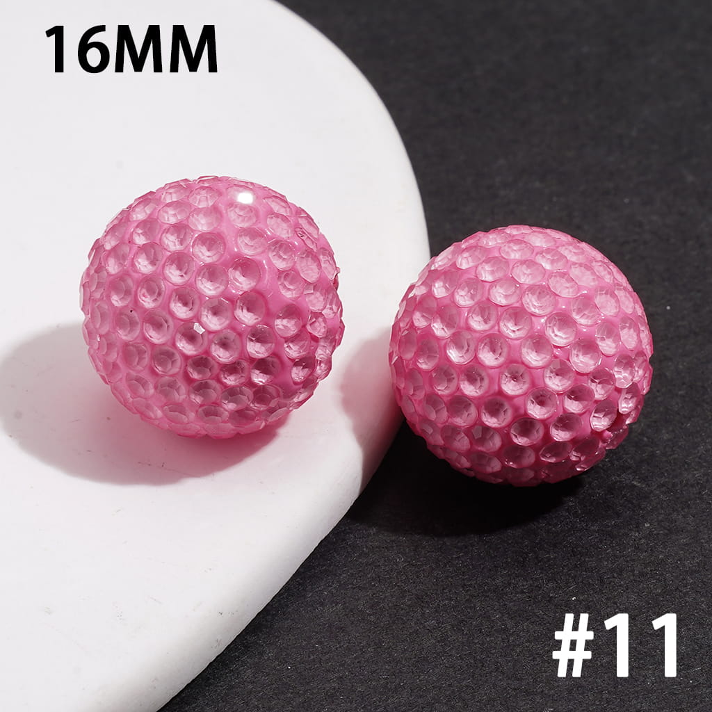 Clay Beads with Fluorescent Bubble Texture Clear Rhinestones, 16MM Multi-Color