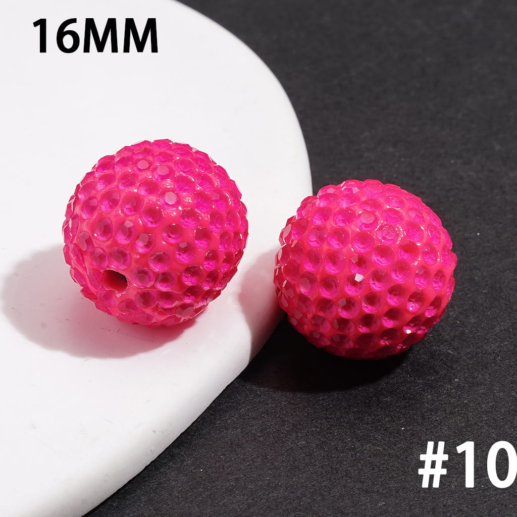 Clay Beads with Fluorescent Bubble Texture Clear Rhinestones, 16MM Multi-Color