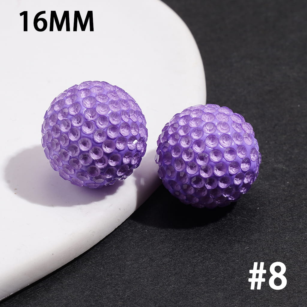 Clay Beads with Fluorescent Bubble Texture Clear Rhinestones, 16MM Multi-Color